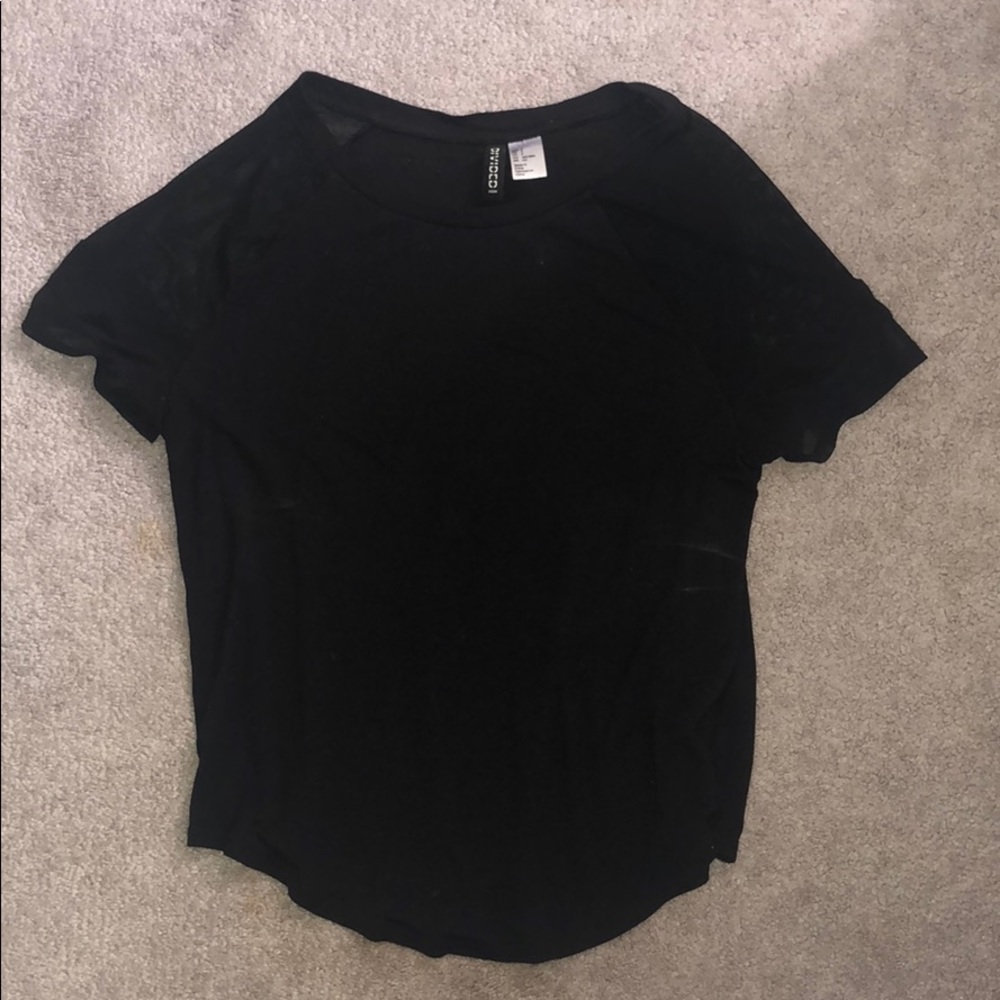 Black Mesh Sleeves T-shirt